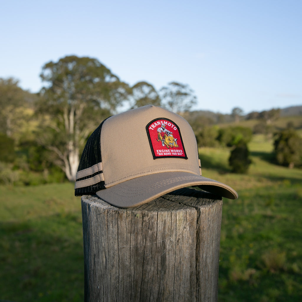 Khaki Trucker Cap - 'No Bore Too Big'